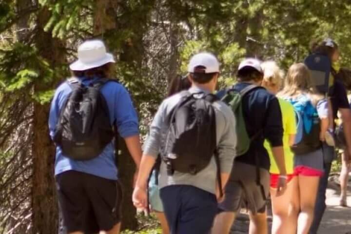 Adults Hiking Through Woods